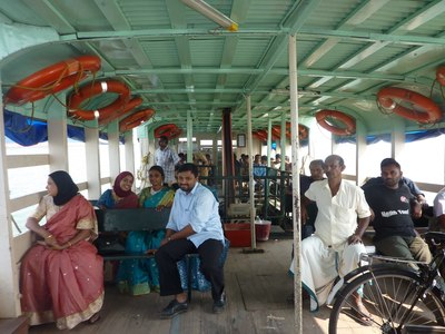 inside ferry boat in mattancherry